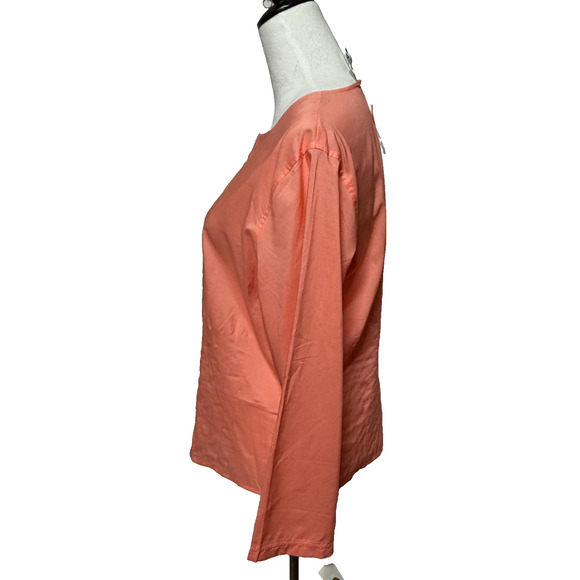 Vintage Talbots Top Womens 12 Orange Button Up Split Round Neck Beachy NWT - Picture 6 of 10